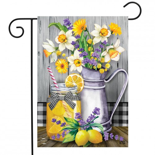 Drapeau décoratif pot de limonade et pichet de fleurs